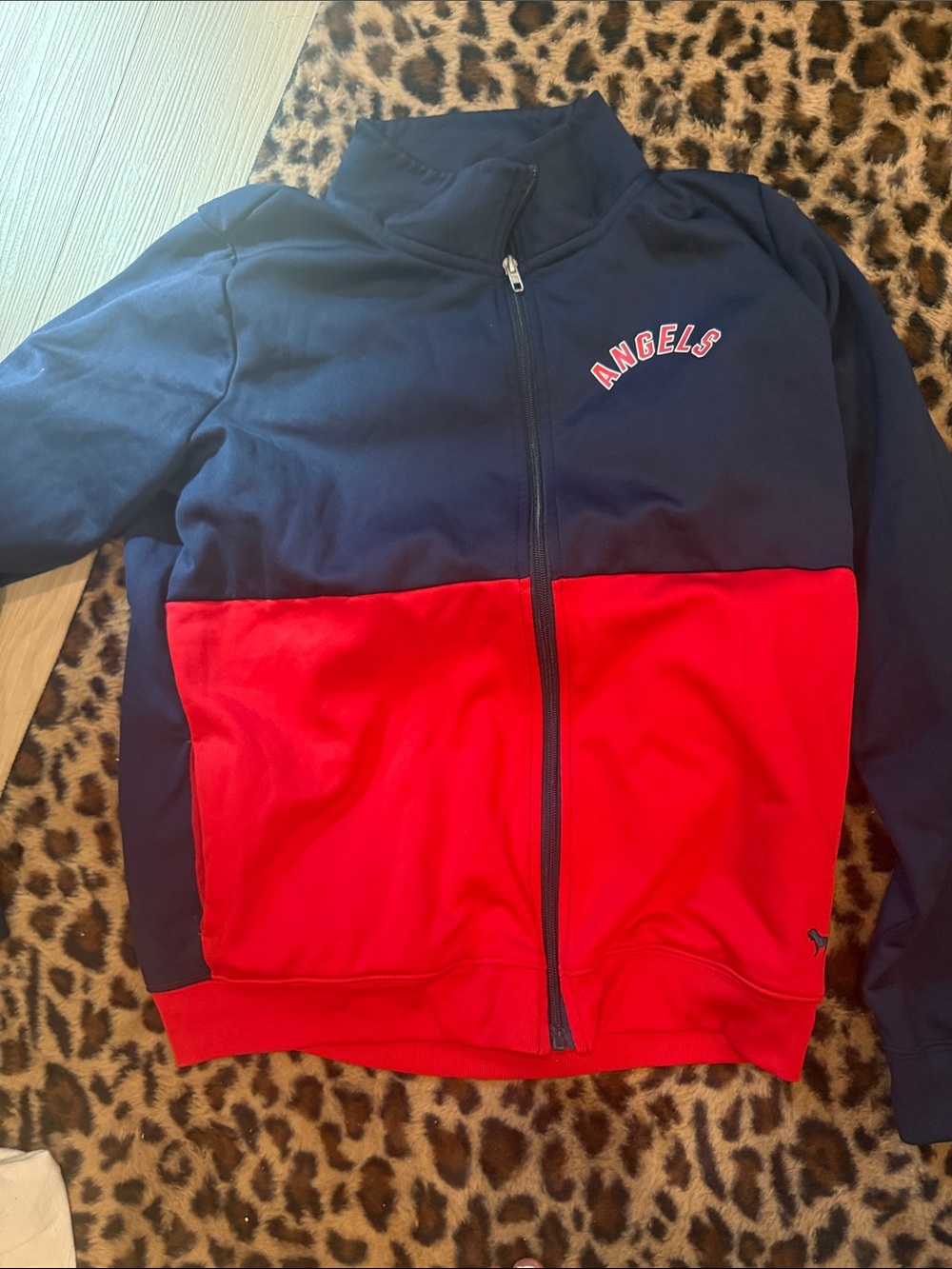 PINK Victoria's Secret Navy and Red Colorblock Zip-Up Jacket